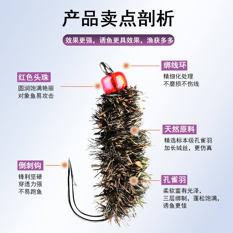 飞蝇钩配件套装假饵毒蚊钓组毒虫钩马口苍蝇钩白条微物纳米路亚饵,淘宝优惠券,粉丝福利购,淘宝优惠卷