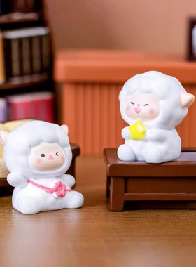 微景观创意可爱动物小羊公仔园艺造景装饰品娃屋车载桌面迷你摆件