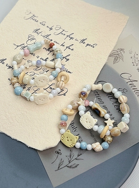 陶瓷手链夏季女高级感饼干猫咪系列小众百搭设计高级感手串