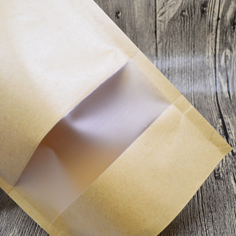 牛皮纸自立自封袋拉链袋磨砂开窗零食干果肉铺茶叶饼密封包装袋子 - 图2