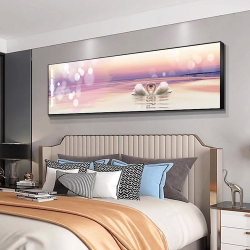 卧室床头装饰画主卧夫妻房间挂画现代简约酒店宾馆背景墙温馨壁画 - 图2