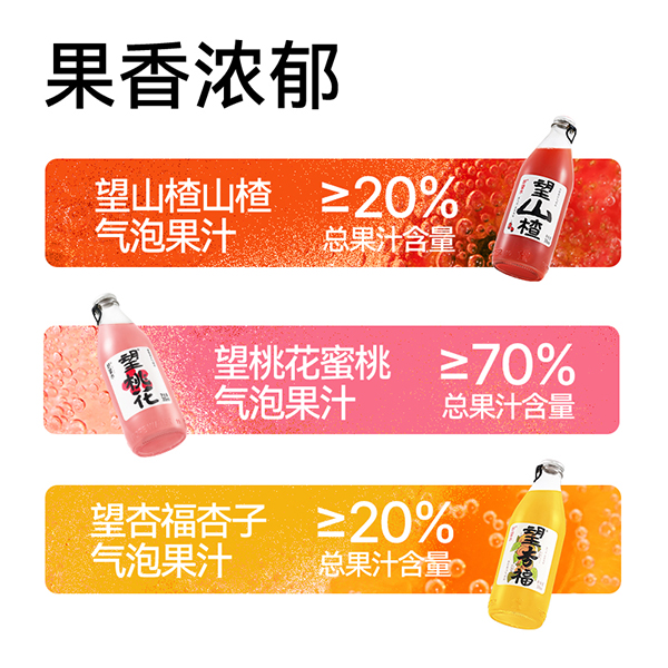 好望水望山楂梅好果汁300ml*6瓶气泡水碳酸订婚饮料整箱网红饮品-图0