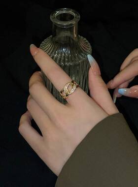 电镀真金轻奢高级感食指戒时尚