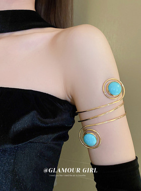 欧美金属部落民族风松石臂环手镯小众创意配饰冷淡风个性设计手饰