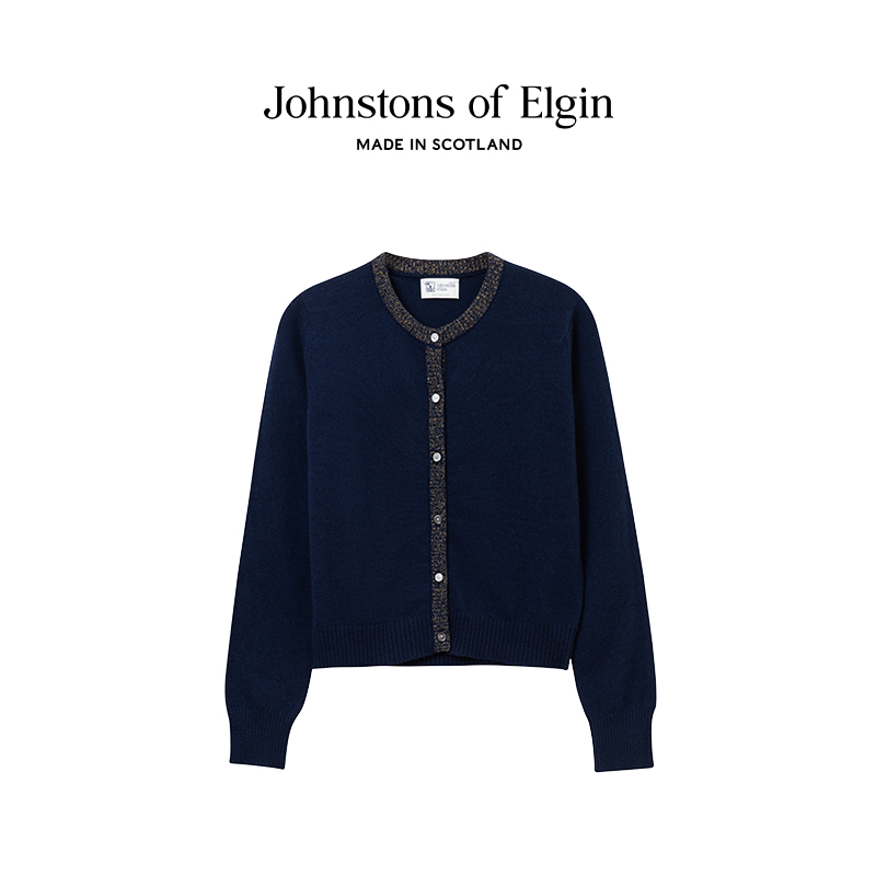 【限时65折】Johnstons of Elgin女士圆领开衫短款羊绒针织衫春秋 - 图3