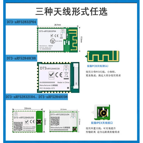 E73模块nRF52840/32/3nordic蓝牙Mesh低功耗D73ZigBee陶瓷天线BLE - 图3