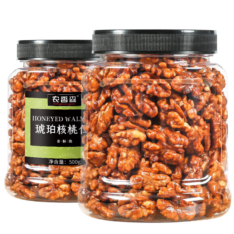 琥珀核桃仁500g罐装蜂蜜焦糖大坚果 农香森食品核桃仁