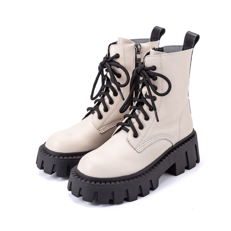 吉步2022年新款厚底侧拉链女马丁靴 吉步马丁靴