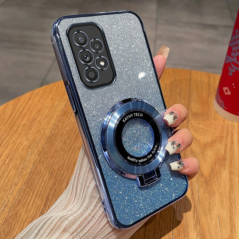 三星A33新款手机壳高端渐变闪粉时尚适用SamsungA33硅胶磁吸支架全包超薄透明软壳Galaxya33防摔奢华5G保护套