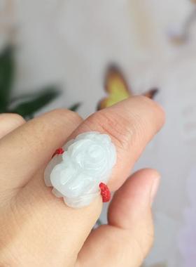 2025翡翠貔貅戒指女男款指环招财转运油绿玉戒指玫瑰花绳编葫芦白