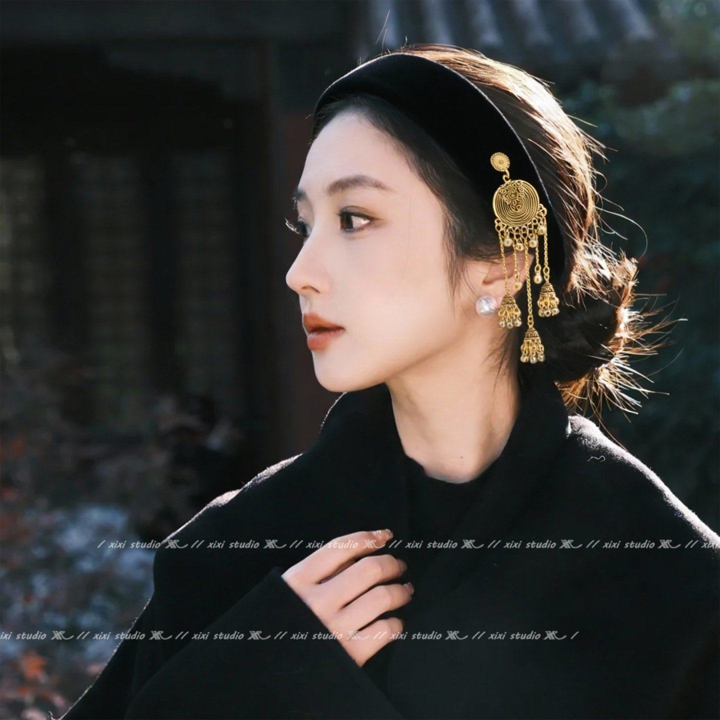 黑色丝绒流苏发箍女气质宽边高颅顶头箍发饰民族风外戴压发卡旅行,淘宝优惠券,粉丝福利购,淘宝优惠卷