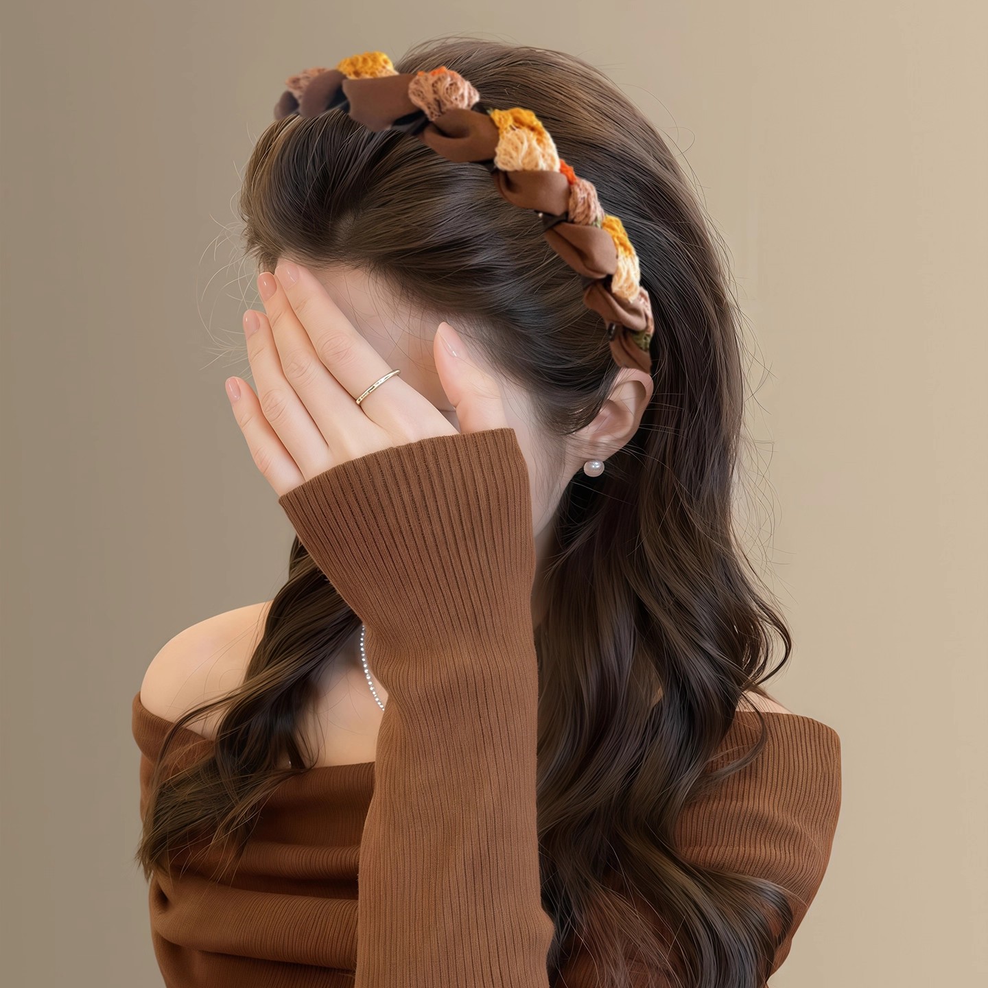 橘生淮南！气质拼色绕线带齿发箍高颅顶甜美百搭洗脸头箍旅行发卡 - 图0