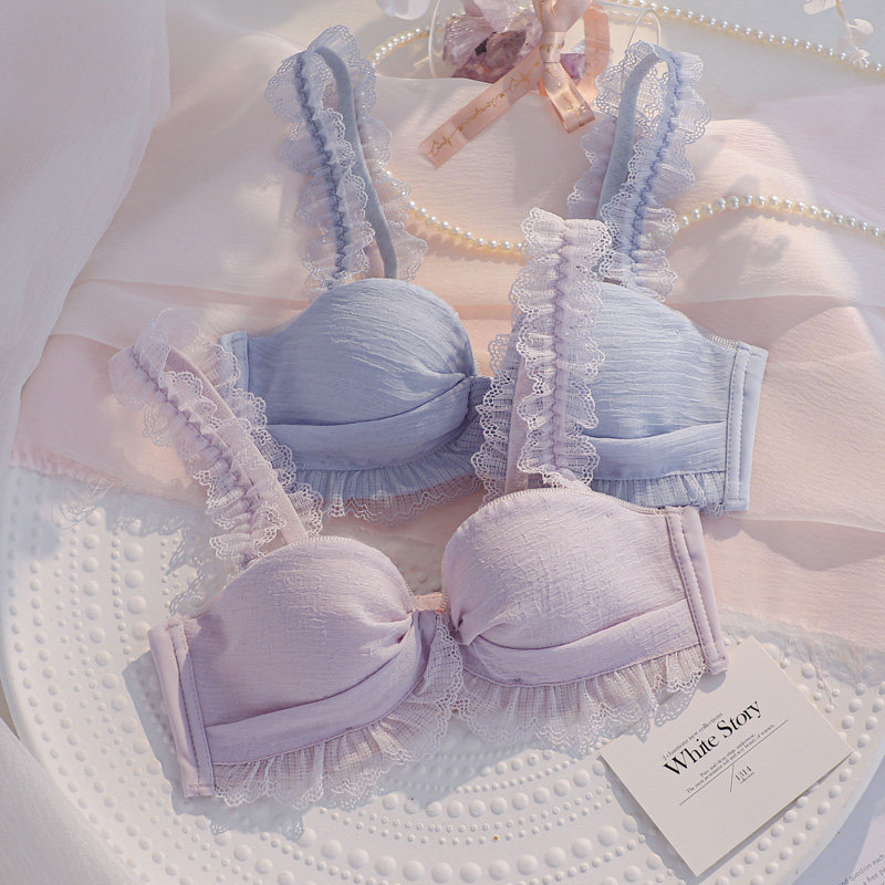 纯欲半杯女聚拢少女日系无钢圈内衣 两只蜜桃文胸