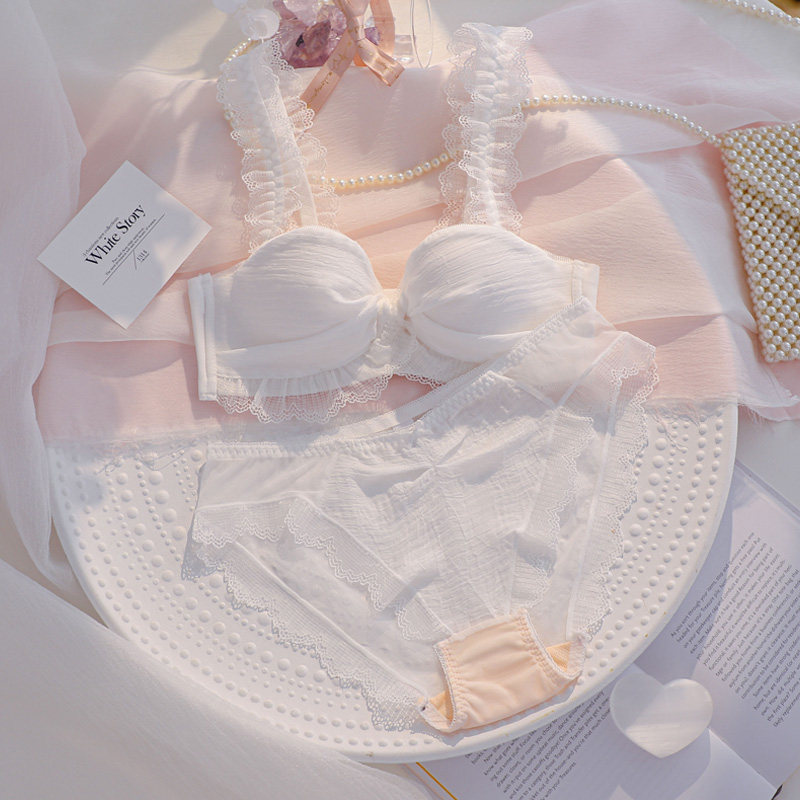 纯欲半杯女聚拢少女日系无钢圈内衣 两只蜜桃文胸