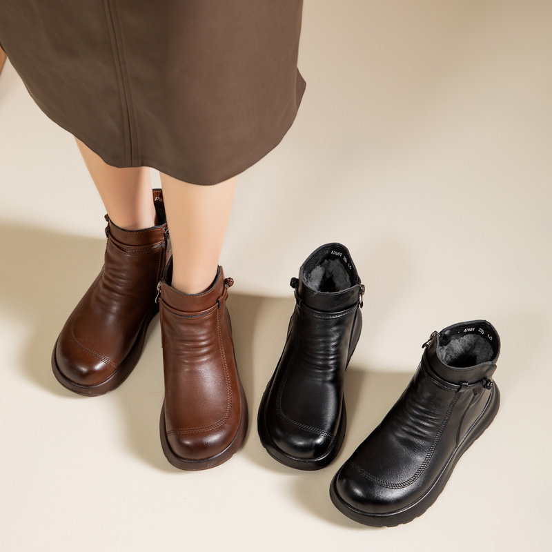 妈妈鞋棉鞋真皮中老年女鞋防滑中年软底中老年人羊毛女平底皮鞋女,淘宝优惠券,粉丝福利购,淘宝优惠卷