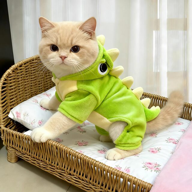 Autumn and winter thickened and warm cute dinosaur clothes for cats