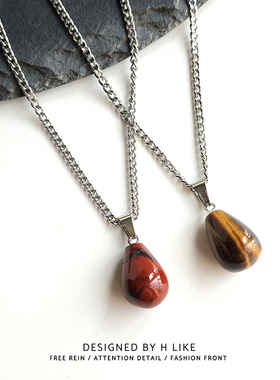 水滴石气质手工磨砂简约高级项链