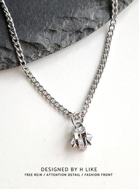 精致浅蓝色钻项链吊坠蛇骨链男女