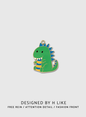 可爱绿色恐龙项链吊坠情侣男卡通