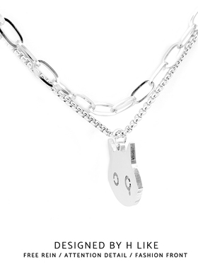 钛钢恶魔小猫卡通项链吊坠饰品女