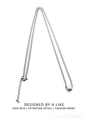 白色花纹圆环钛钢蛇骨链男女项链