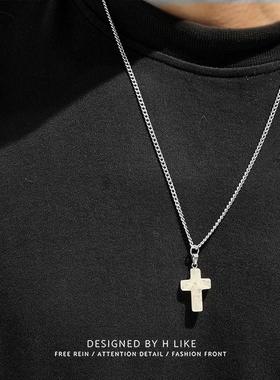 新十字架钛钢蛇骨链男女项链吊坠