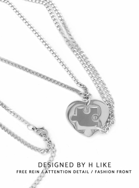 创意设计拼图爱心短款卫衣项链