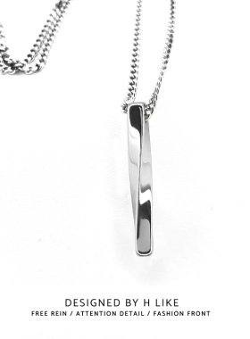 扭曲钢条钛钢蛇骨链男女项链吊坠