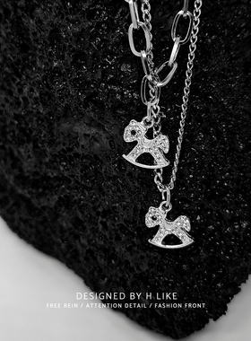 水钻小马时尚项链吊坠毛衣链