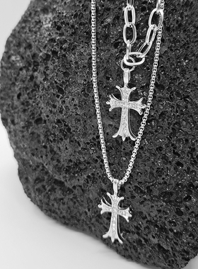 个性十字架双层钛钢锁骨链女款