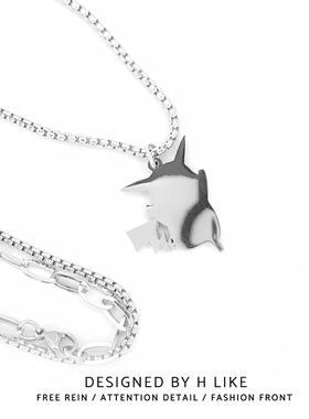 简约卡通动漫项链吊坠饰品钛钢女