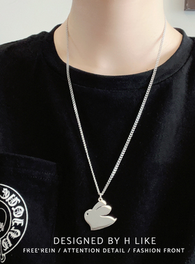 小兔子项链吊坠钛钢蛇骨链男女酷