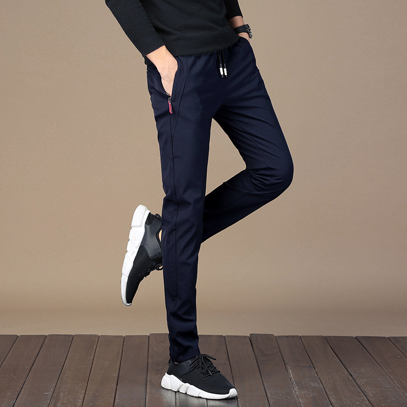 男士韩版修身速干裤纯色潮流休闲裤 qrir休闲裤