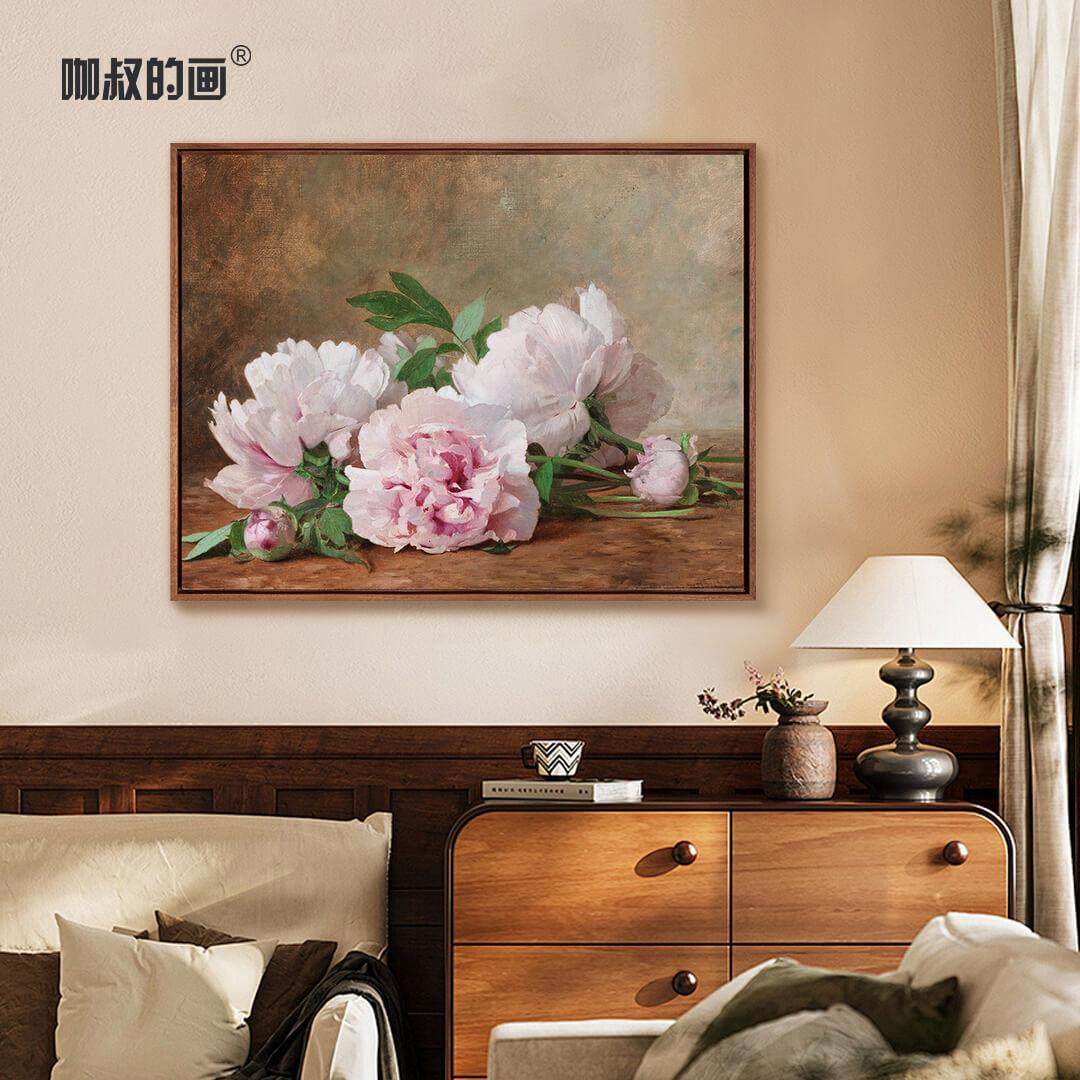 新品-普雷多尔《牡丹》客厅沙发背景墙装饰画玄关艺术挂画版画,淘宝优惠券,粉丝福利购,淘宝优惠卷