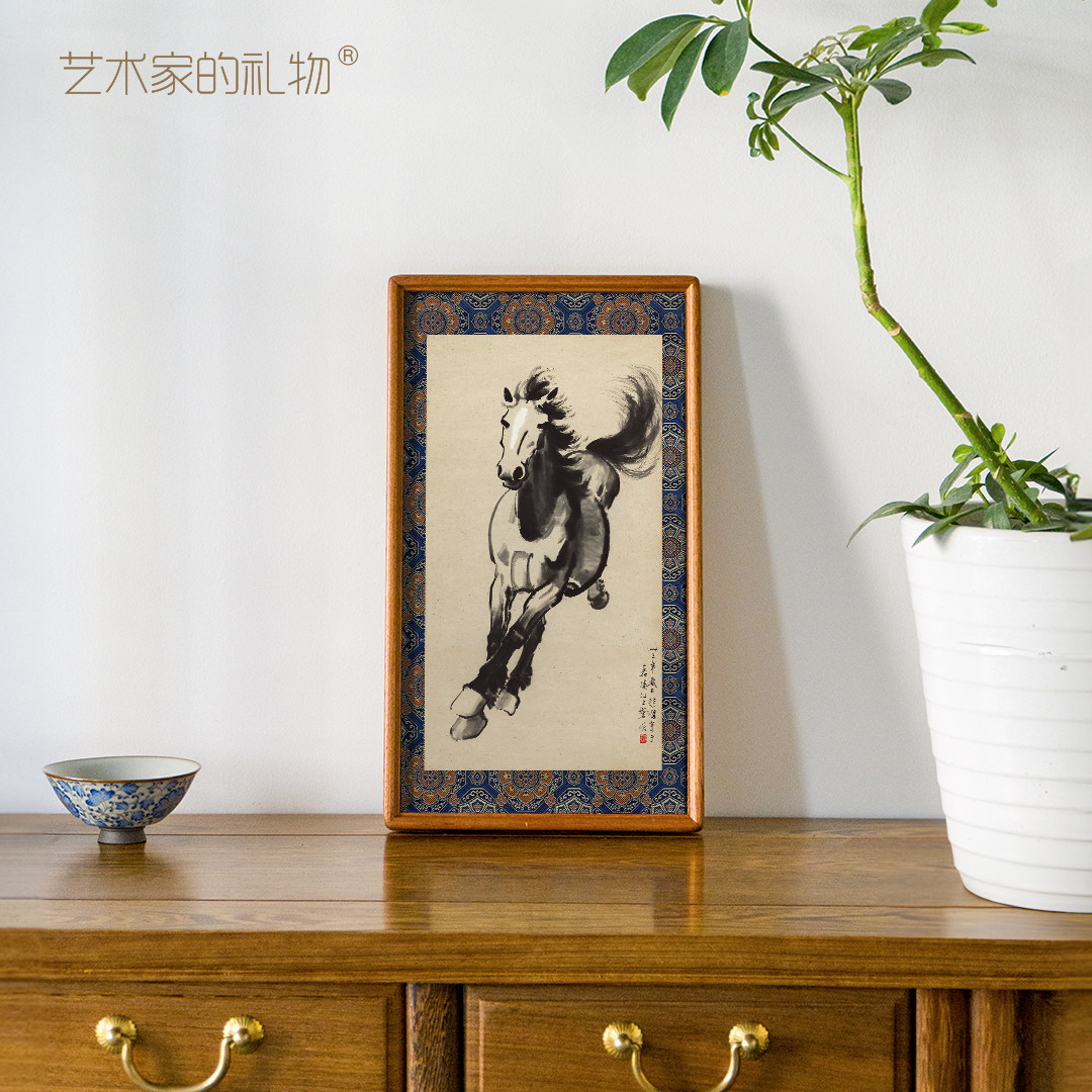 徐悲鸿《奔马腾飞》新中式客厅玄关装饰画办公室马到成功竖版挂画,淘宝优惠券,粉丝福利购,淘宝优惠卷