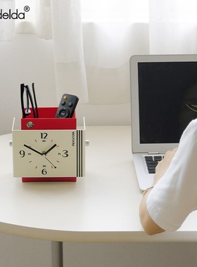 Mandbelda入户玄关摆件客厅桌面座钟办公桌创意储物时钟装饰品
