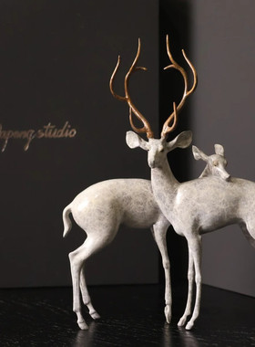 王大朋《连理》北欧风铜摆件