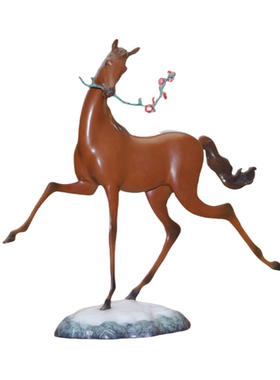 陈灵平铜雕塑《踏雪寻梅》摆件