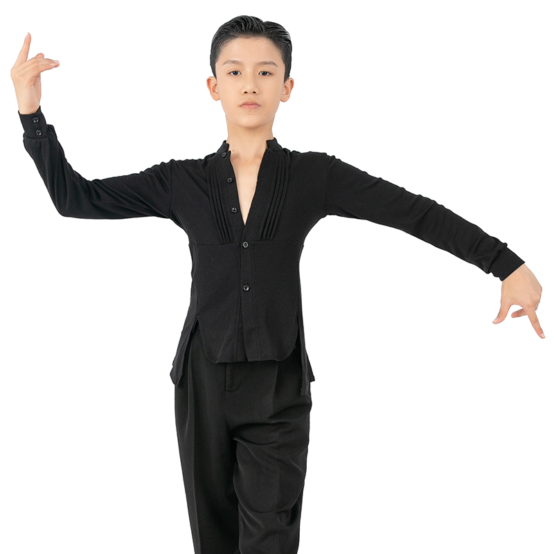 HSNY508-3东鑫舞服拉丁舞舞蹈上衣儿童男国际舞舞蹈练习衬衫薄款 - 图2