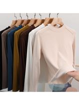 Modale Round Collar Fishbone Long Sleeve T-Shirt 2023 Autumn Winter New Pure color conspiculy wearing a big code outside of the undershirt