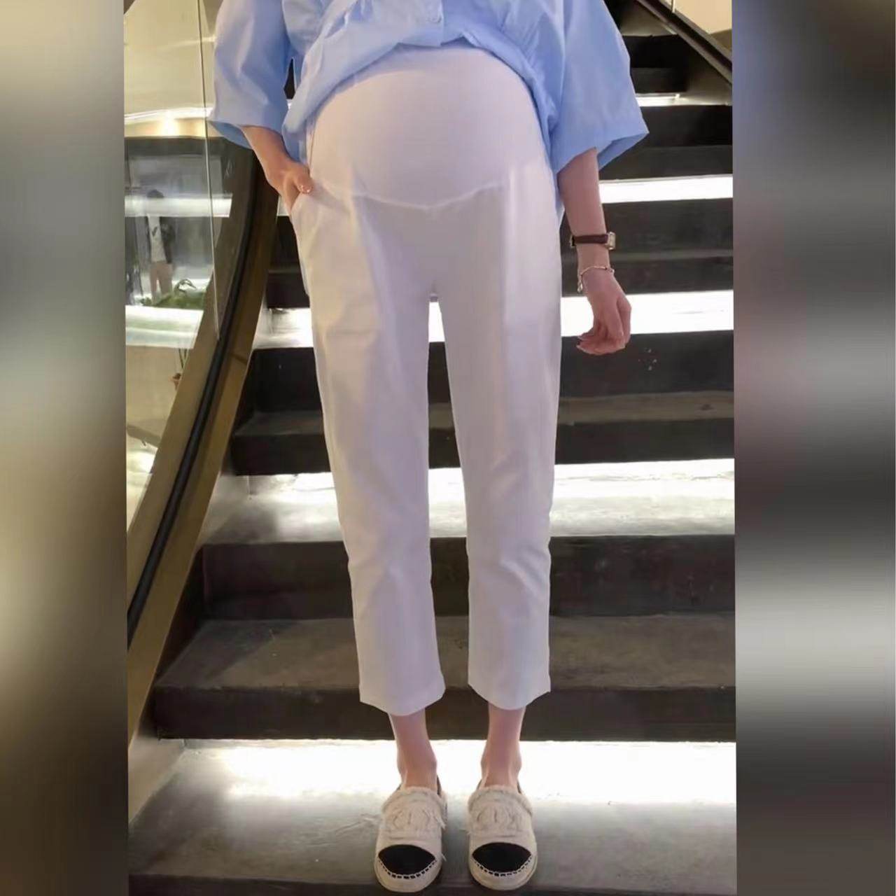 孕妇裤棉麻夏季外穿小个子九分裤 班比丽朵孕妇直筒裤