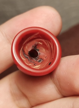藏系文玩18.5～20mm红色料器树脂手工打磨法帽宝伞素配饰品配饰款