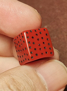西藏文玩12mm方形红色料器树脂手工款满咒点图腾大压痕佩珠隔珠款