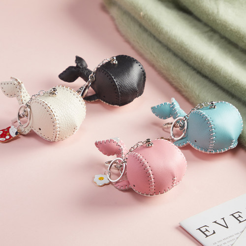 裁鱼手工礼物diy材料包真皮自制可爱鲸鱼挂件钥匙扣背包挂饰团建 - 图1