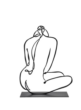 极简轻奢铁艺线条女人脸创意摆件样C板房间客厅书房玄关桌面软装