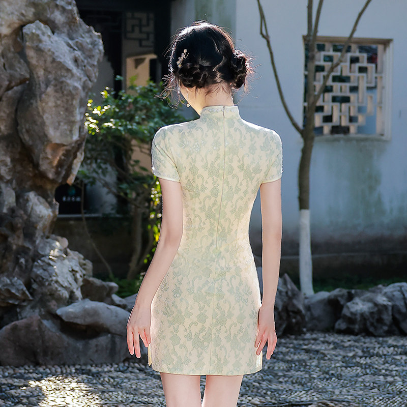 旗袍夏款年轻款少女小个子连衣裙 闺小蜜旗袍