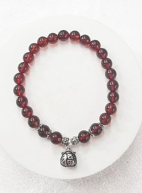 福袋橙色通透石榴石925银手串
