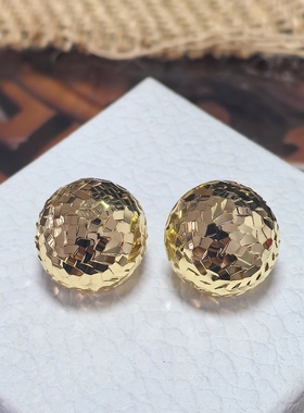 明星同款肌理褶皱半圆耳环s925银针镀18k真金气质简约冷淡风耳钉