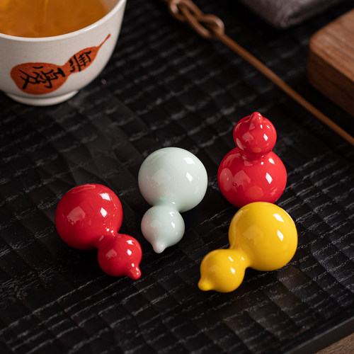 中式精品趣味迷你陶瓷创意小葫芦摆件家居办公室桌面小装饰品配件 - 图3