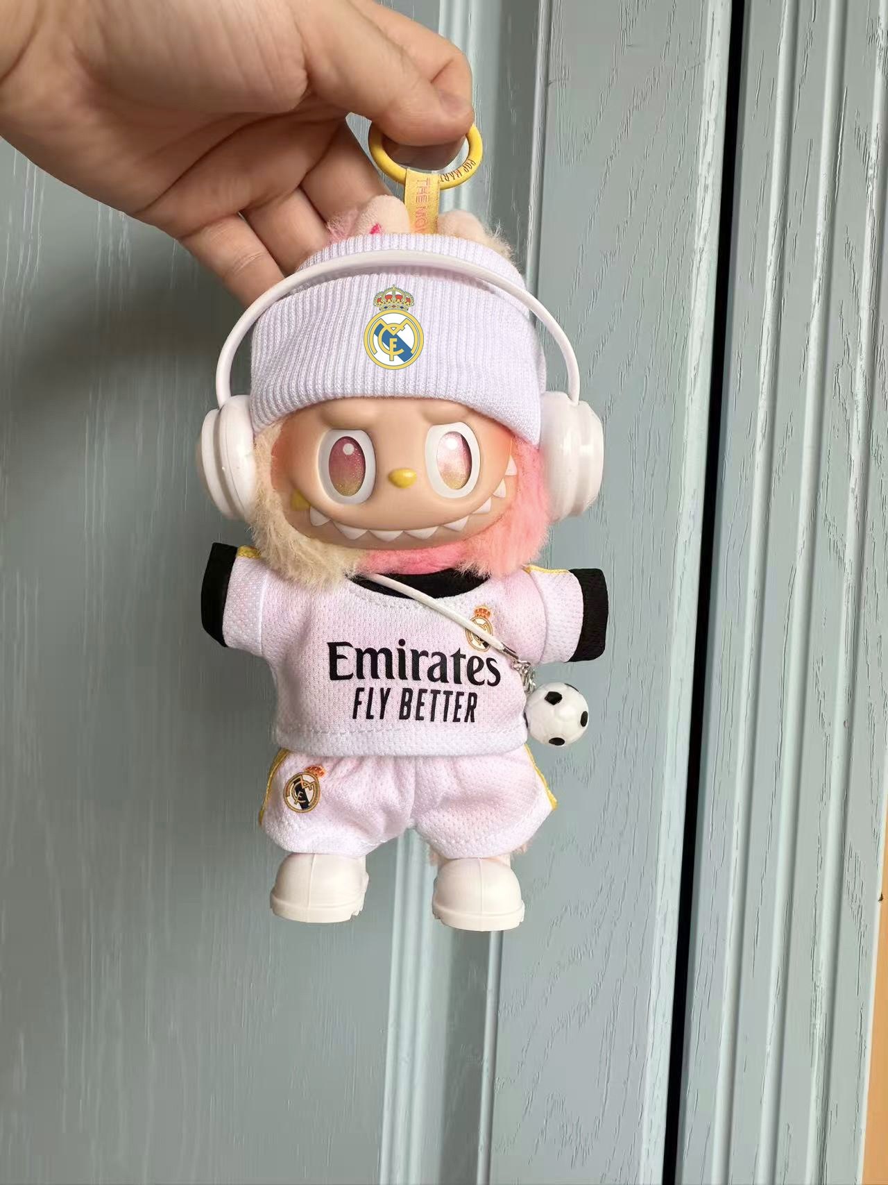 拉布布一二三代皇马球衣C罗足球服labubu3代新款娃衣17cm玩偶衣服,淘宝优惠券,粉丝福利购,淘宝优惠卷